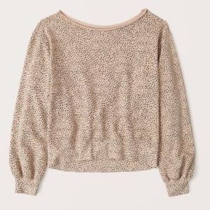 Abercrombie & Fitch Neutral Spotted Off the Shoulder Sweatshirt Medium